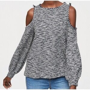 Ann‎ Taylor Loft Textured Spacedye Cold Shoulder Sweater Women's Large